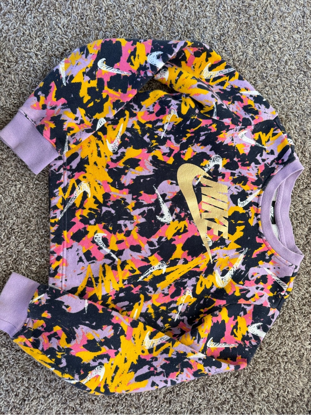 Nike Kids purple, Yellow & Pink Splash crewneck